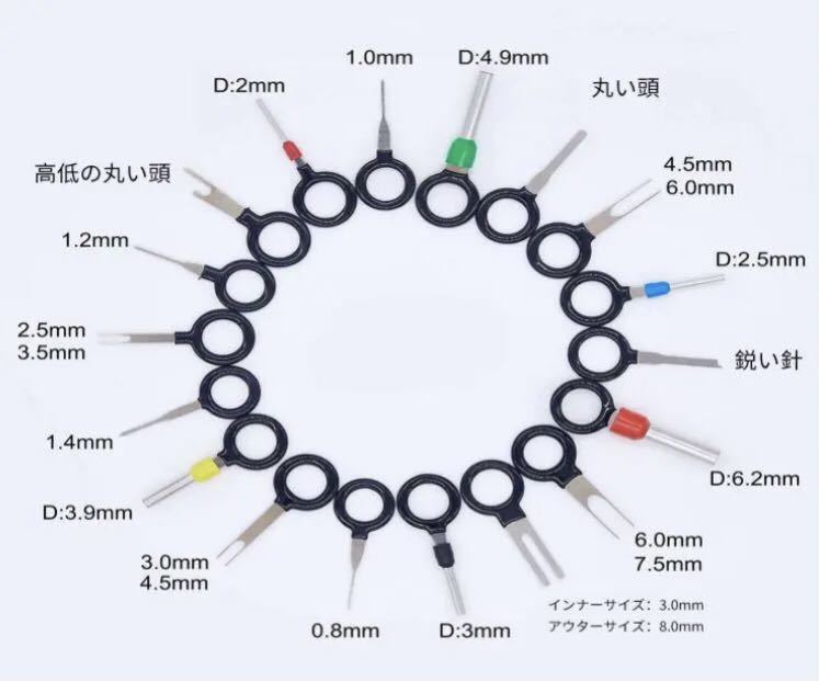 カプラー コネクター 配線 端子 外し 抜き 18点セットピン抜きツールの画像6