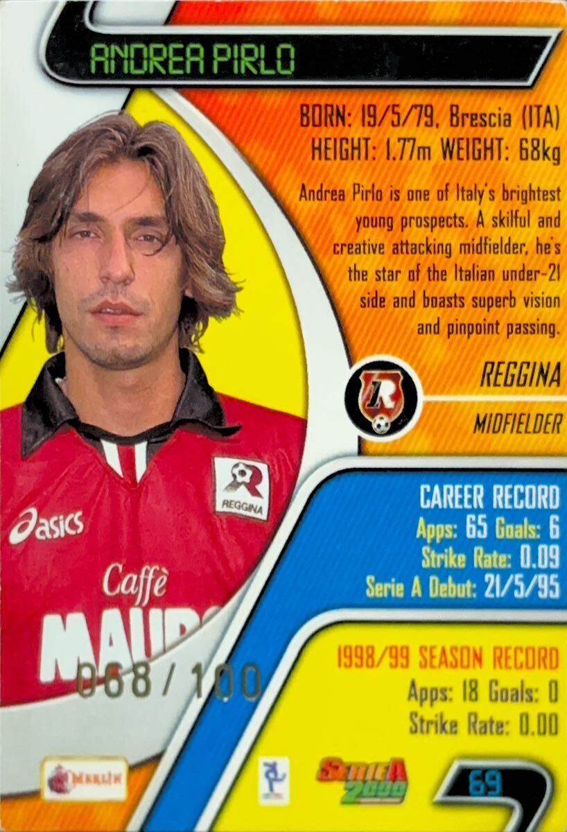 MERLIN Serie A 2000 NO.69 Andrea Pirlo Ruby Parallel 068/100 難あり(左下部シワ)の画像2
