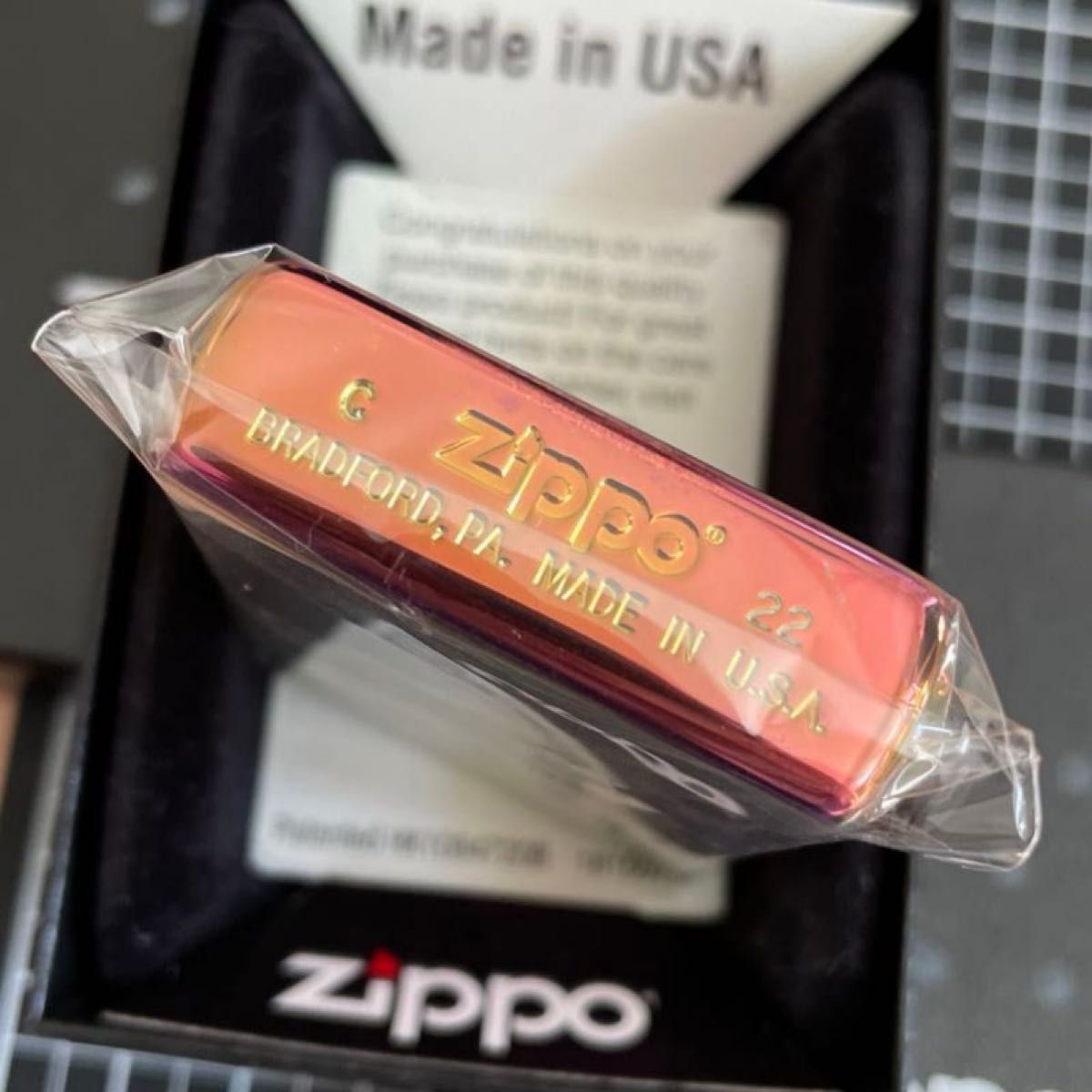 【未使用品】zippo2022年vintage ピンクレインボー ハイポリッシュ オイルライター