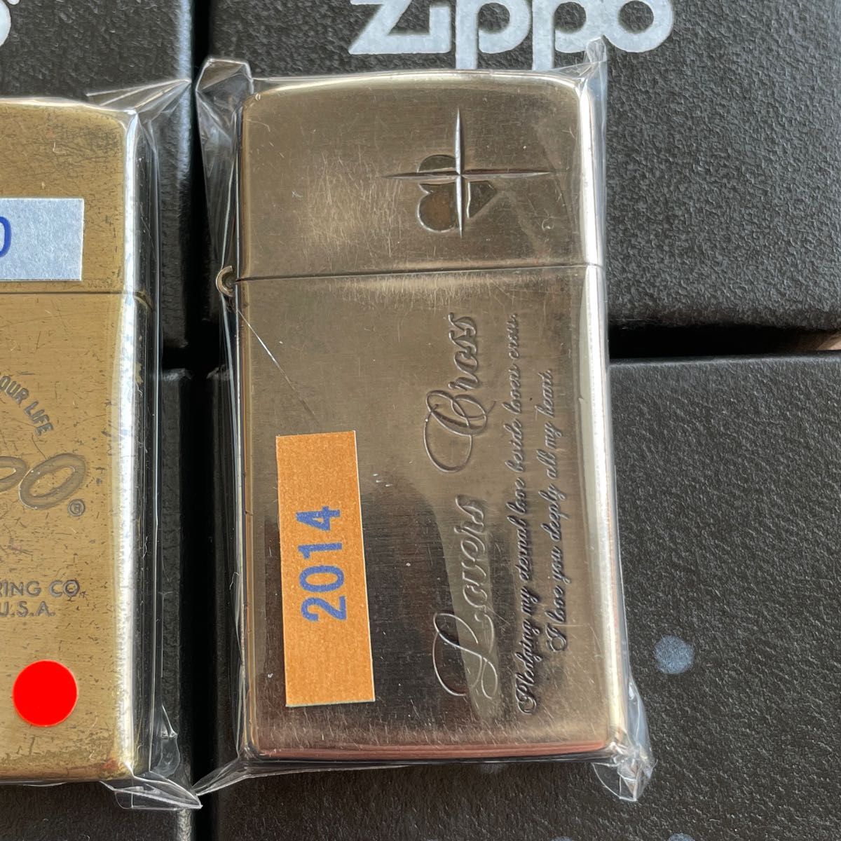 【USED品】zippo 1990／2014年 vintage slim pair ２個セット オイルライター