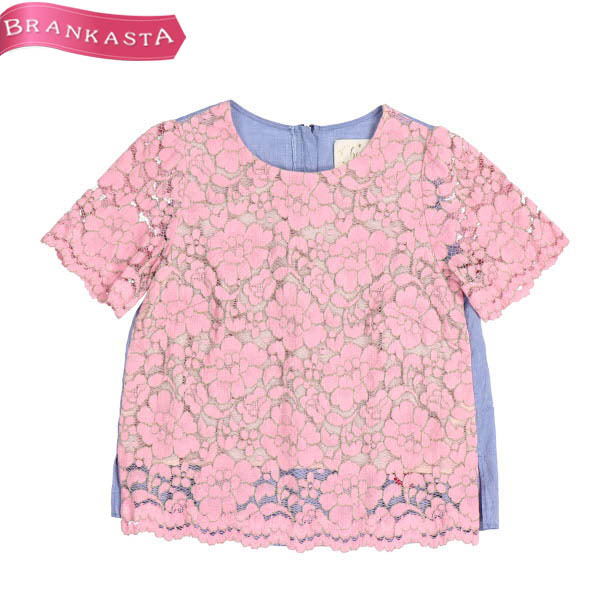 [ beautiful goods ]Chesty/ Chesty lady's short sleeves blouse tops pull over floral print race 0 S corresponding pink other [ large Thanksgiving ]*41DE92