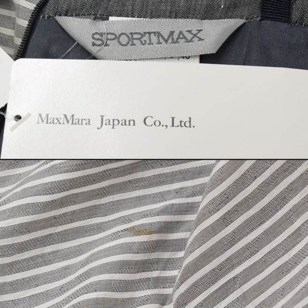 【定価8.7万】SPORTMAX/スポーツマックス ひざ丈 ワンピース ストライプ柄 リボン J.I:40 グレー オフホワイト[NEW]★41FO96_画像9