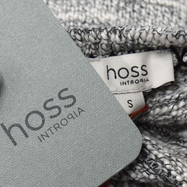 【美品】hoss intropia/ホスイントロピア ひざ丈 ニットワンピース タイト 七分袖 ボーダー柄 S グレー [NEW]★41GJ44_画像9