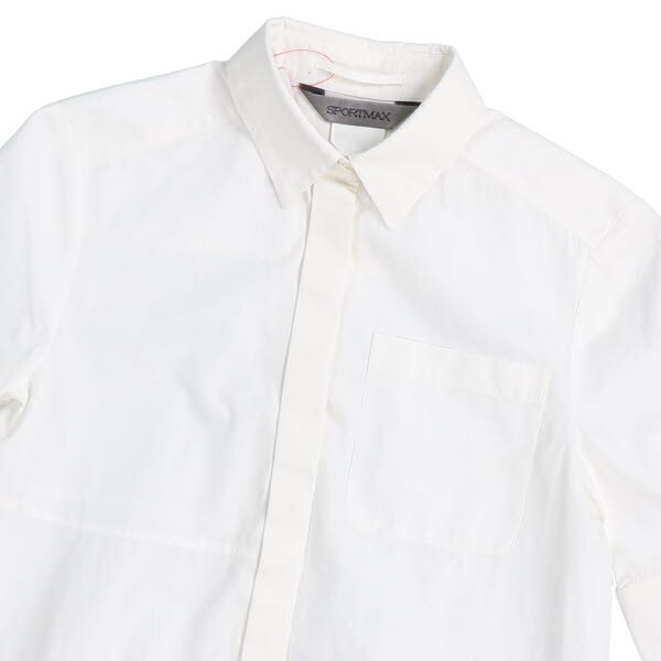 SPORTMAX/ Sports Max lady's short sleeves shirt tops cotton 100% A line tunic IJ36 S corresponding white [NEW]*61DM05