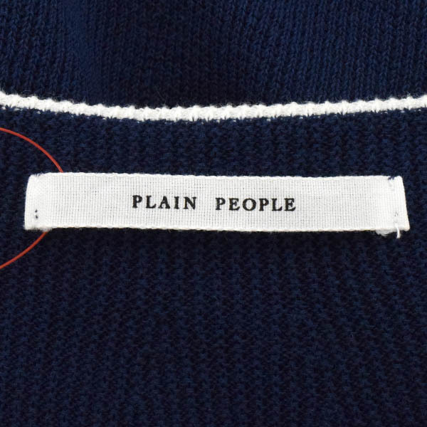 【美品】PLAIN PEOPLE/プレインピープル 半袖 ニット トップス ラグランスリーブ 綿 バイカラー 9 ネイビー 白 [NEW]★61DM70_画像6