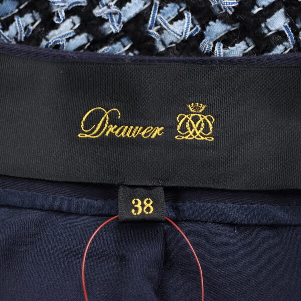 DRAWER/ドゥロワー ユナイテッドアローズ レディース ミニ タイト スカート ツイード 綿混 38 M相当 紺 青 黒 [NEW]★61DI07_画像7