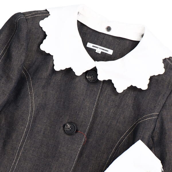 JUNKO SHIMADA/ Junko Shimada no color jacket multi way attaching collar cuffs ska LAP 38 M navy blue beige [NEW]*61DC38