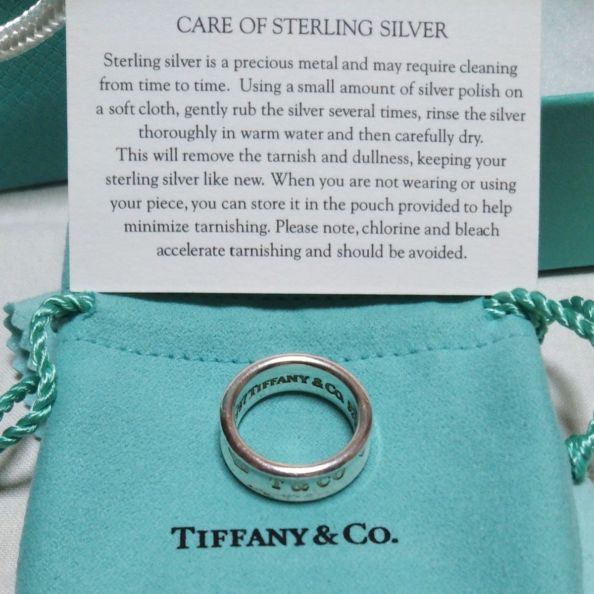 ティファニー TIFFANY＆Co .925刻印ティファニー1837ナローリング空箱×保存袋×ショップ紙袋×クロス×茶リボン使用品