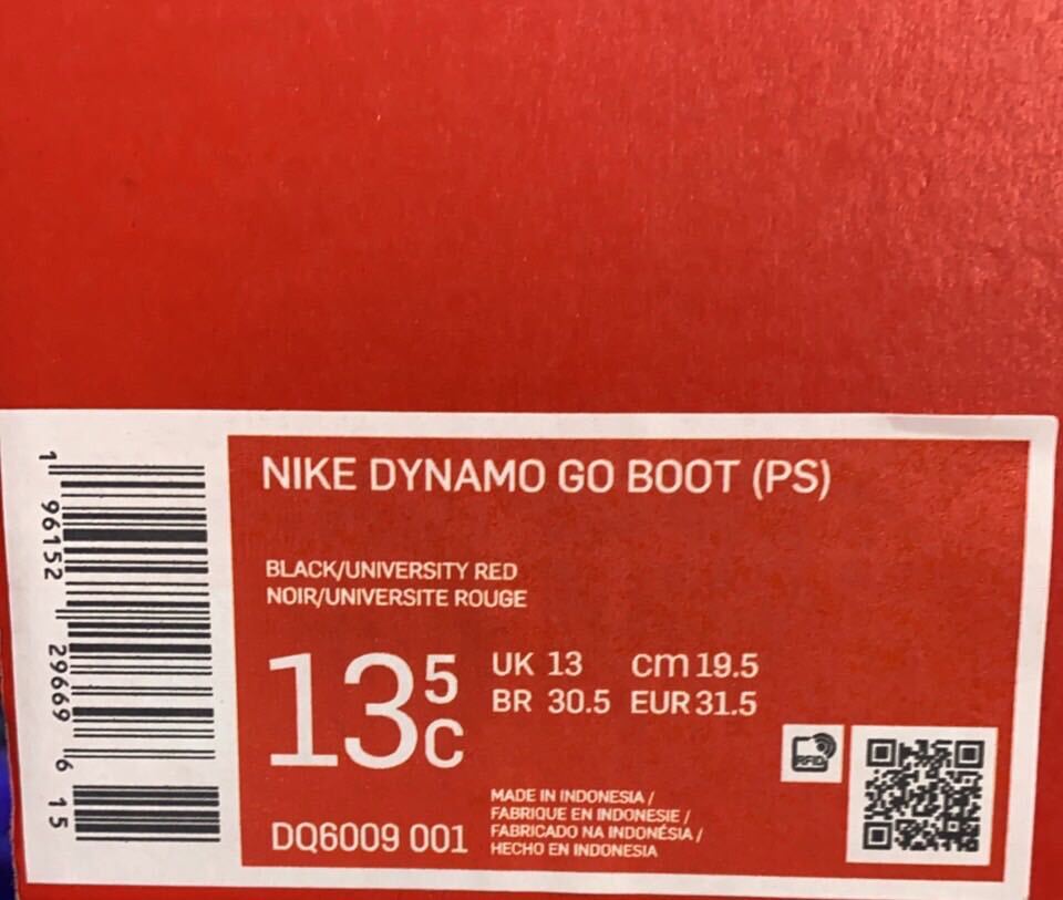 NIKE DYNAMO GO BOOT PS ナイキ ダイナモ ゴーブーツps (DQ6009-001)黒 赤19.5cm箱無し_画像3