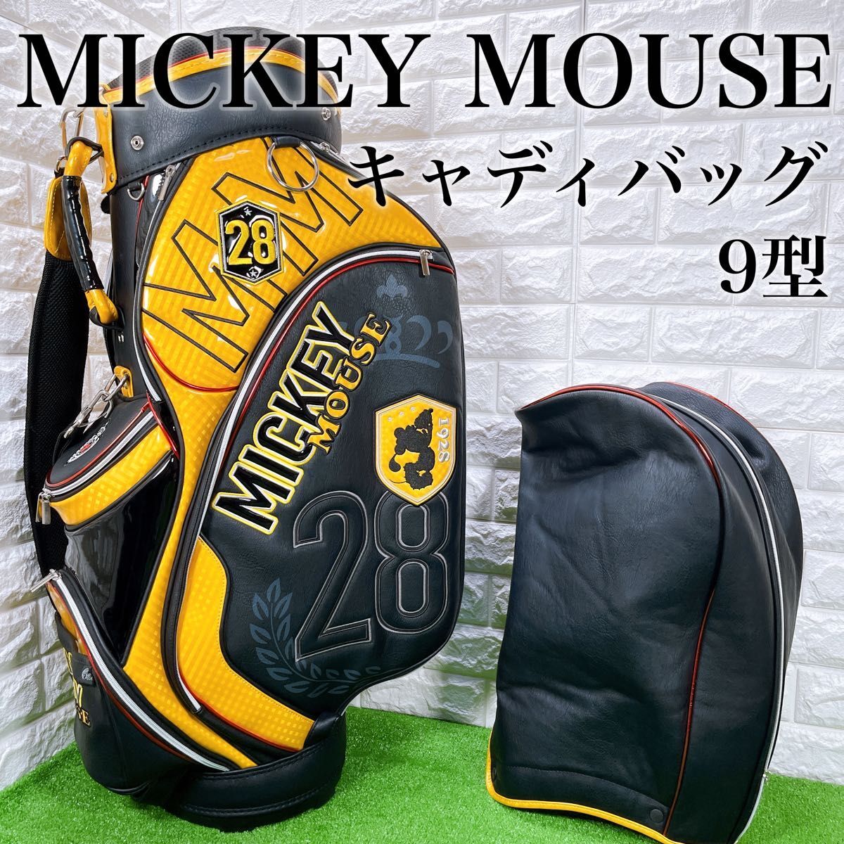 【美品、希少】 ディズニー ミッキーマウス キャディバッグ 9型 カート式 エナメル 合皮 高級 Disney mickey_画像1