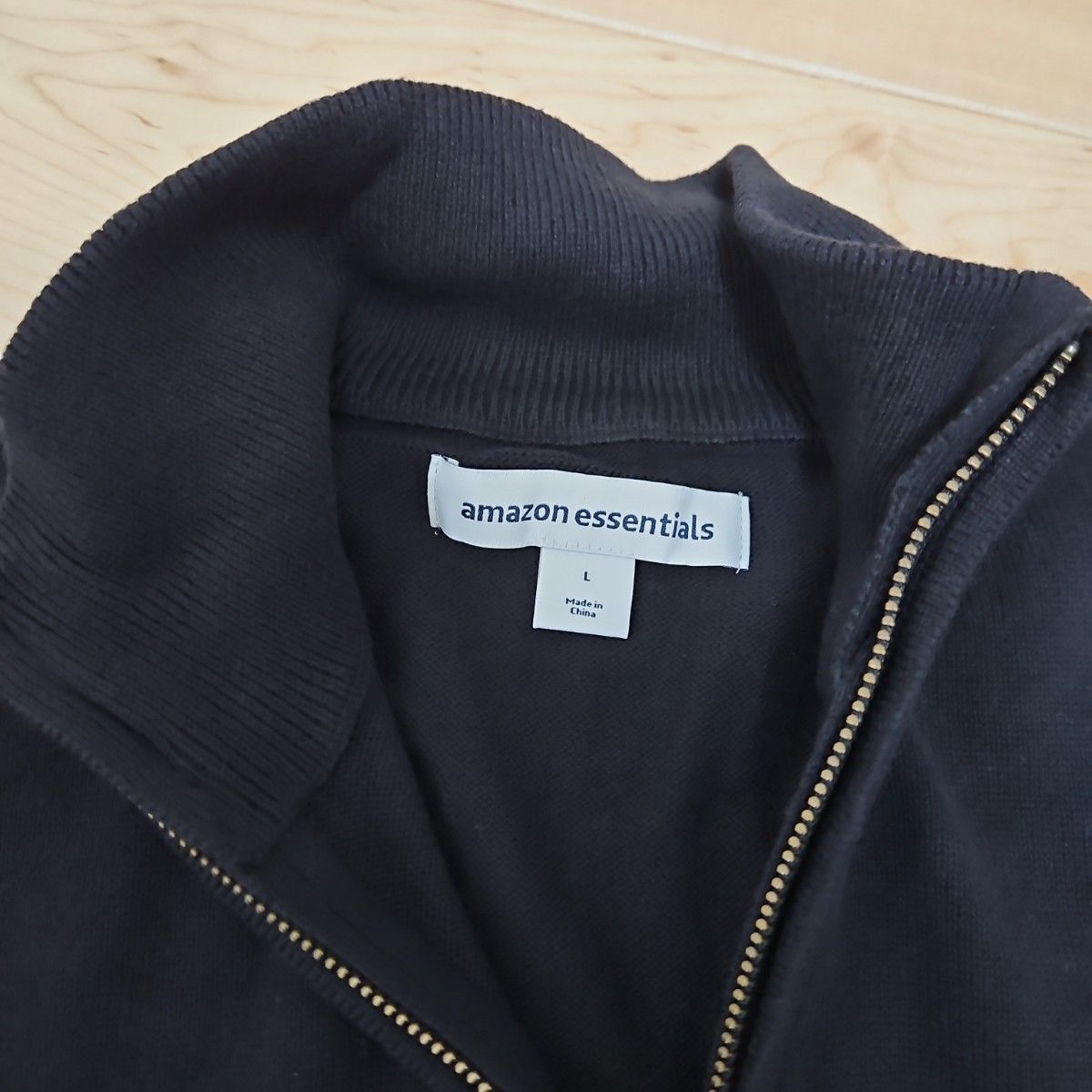 Amazon Essentials セーター ジップアップ  メンズ XL 黒 ブラック ニット 紳士服