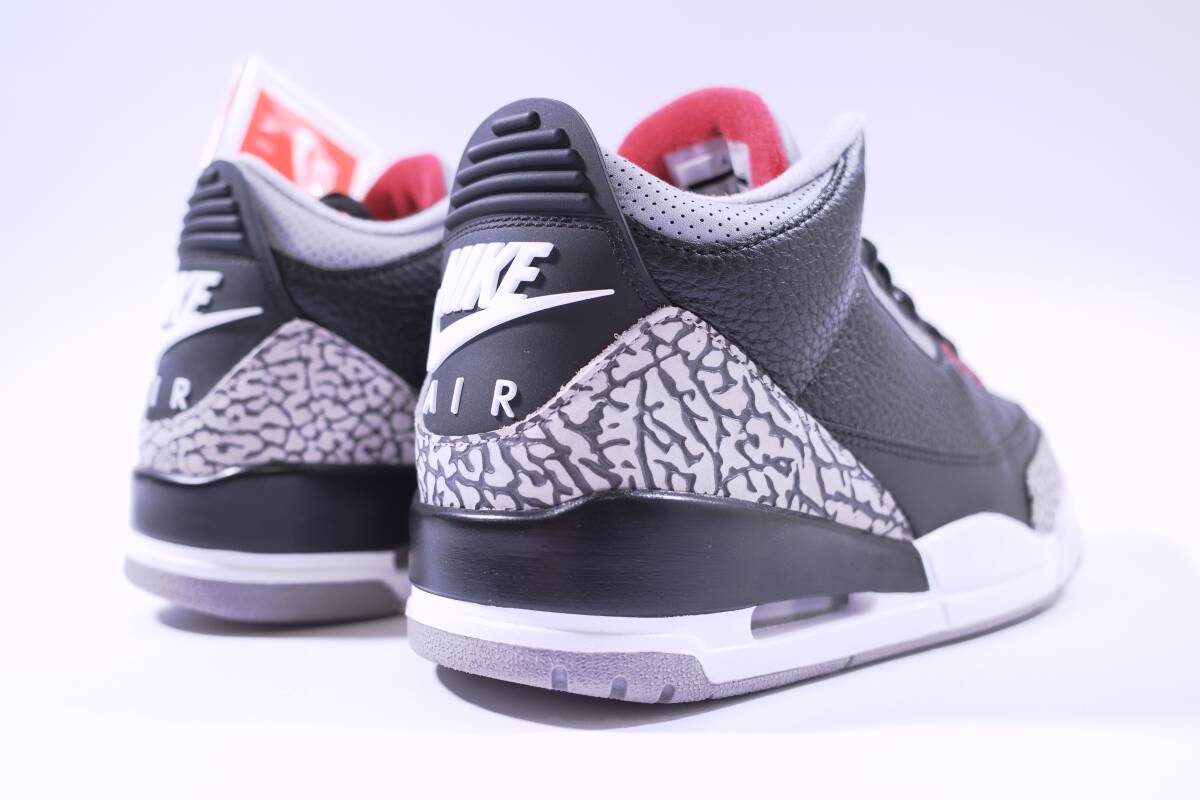 本物/2018年 NIKE AIR JORDAN3 RETRO OG BLACK CEMENT黒灰 US9/27cm 2度使用のみ/極美品 オリジナル完全復刻 max95 force1 dunk sb supremeの画像3