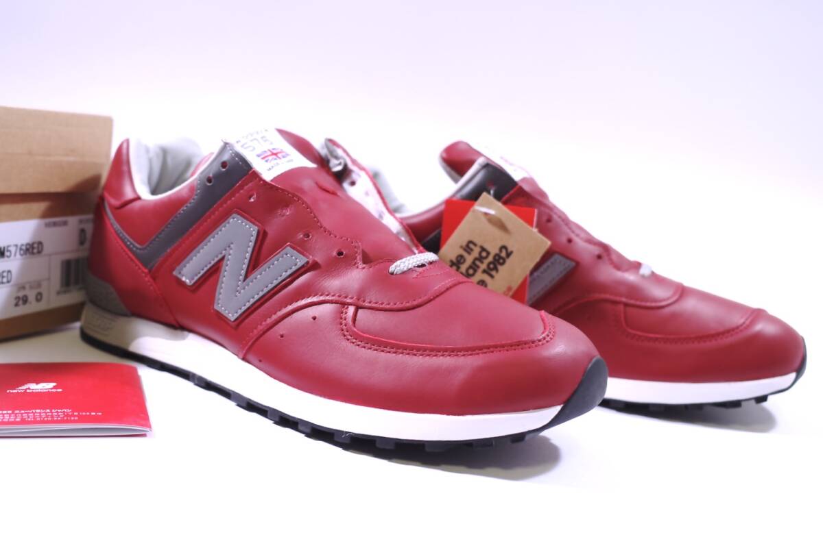 本物/廃番品 NEW BALANCE 英国製/限定品 M576RED レッド/最高級フルグレインレザー 希少US11/29cm MADE IN ENGLAND/国内正規品 新品未使用_確実な本物、正規品を保証します