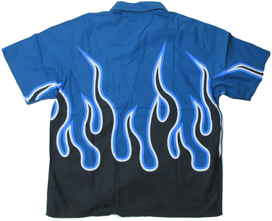 エクストララージ（XLARGE）FLAME 半袖シャツ XLサイズ 101222014005 ブルー 炎 ファイヤーの画像2