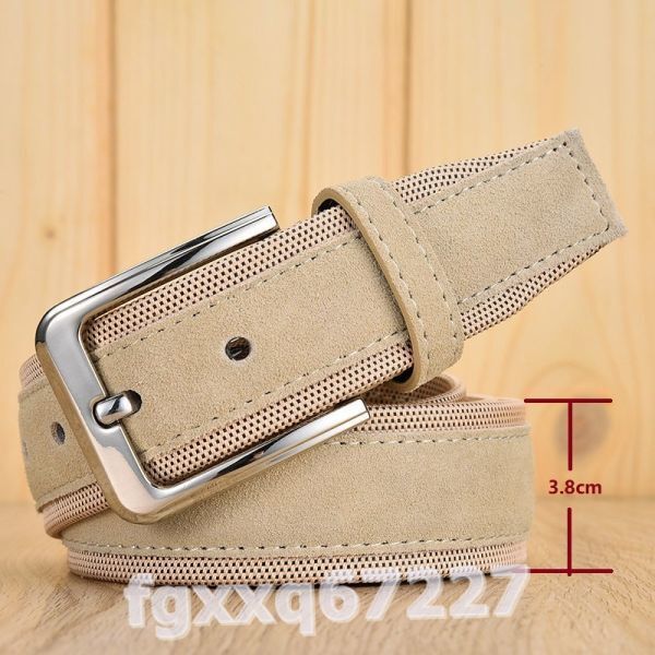 GQ001: * popular * for man suede leather belt oxford fabric with strap . original leather high class pin buckle blue belt 