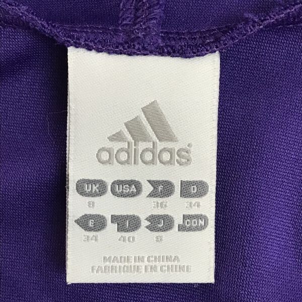 アディダス/adidas★ショート丈/半袖パーカー【レディースS/紫/purple】背番号3/ジップアップジャケット/ブルゾン/ジャージ/jacket◆BH663の画像7