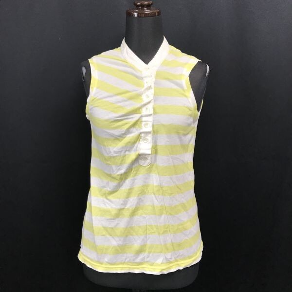  made in Japan * Tsumori Chisato /TSUMORI CHISATO* sleeveless shirt [2/ lady's M/ yellow × white border /yellow×white]ei net /Tops*BH672