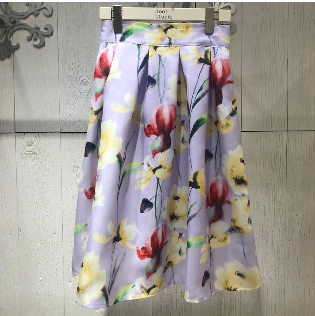 【プールスタジオアリビエ】3Dオーガンジーフレアふんわり花柄スカート