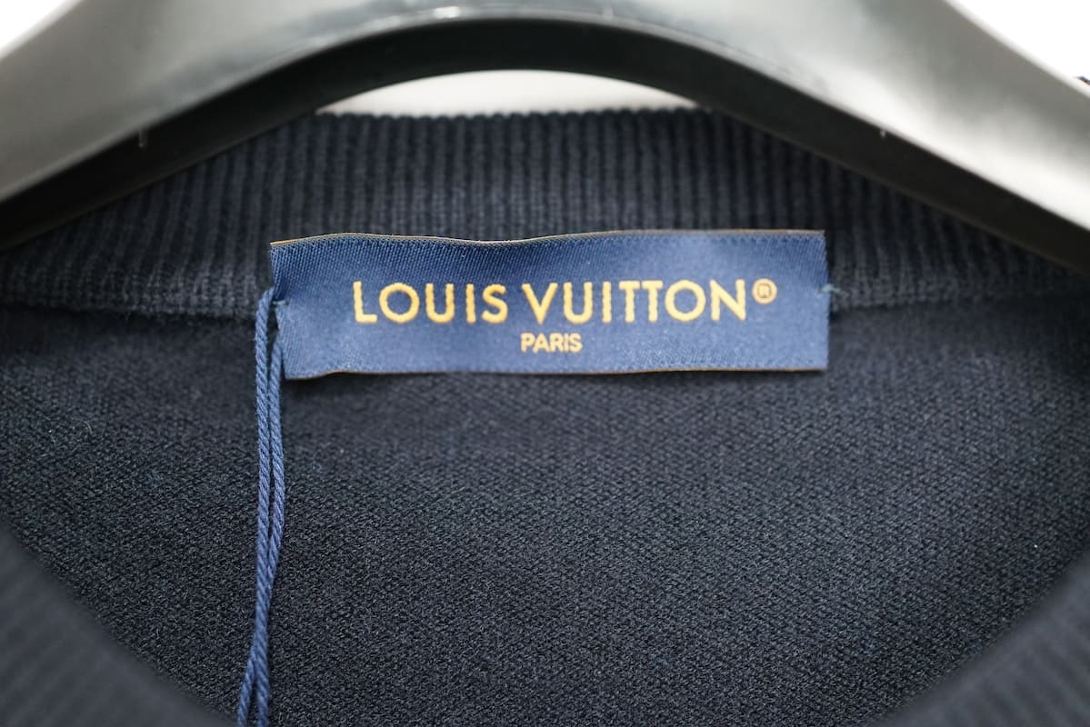 2023SS Louis Vuitton ルイヴィトン モノグラムミックス カシミヤ ニットトレーナー 1AATLR ブラック ブルー XLサイズ_画像5