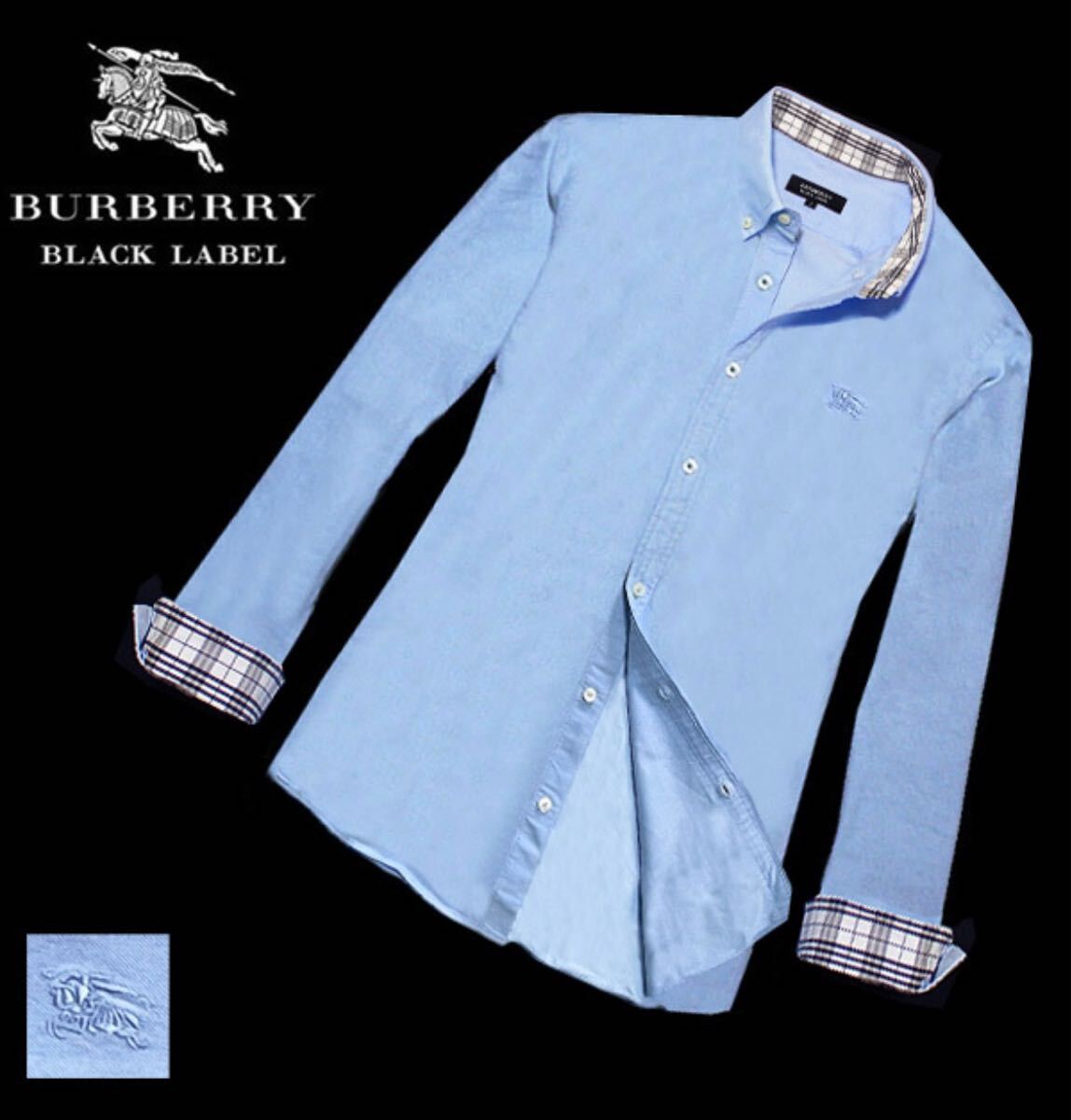  чистка settled!3(L) Burberry Black Label шланг вышивка ×noba проверка мужской оскфорд BD рубашка с длинным рукавом #BURBERRY BLACK LABEL