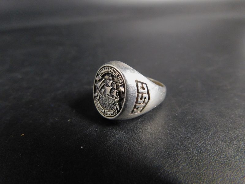 1969年 ENDEAVOR HS HONOUR BOUND カレッジリング シルバー 925 エンデバーハイスクール Vintage Class Ring, College ringの画像1