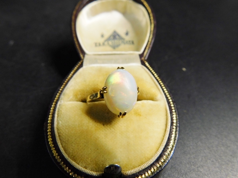 オパール指輪 K18 刻印 3.4ｇ 12号 opal 高島屋ケース ビンテージ アクセサリー ゴールドリング 天然石 パワーストーン の画像2