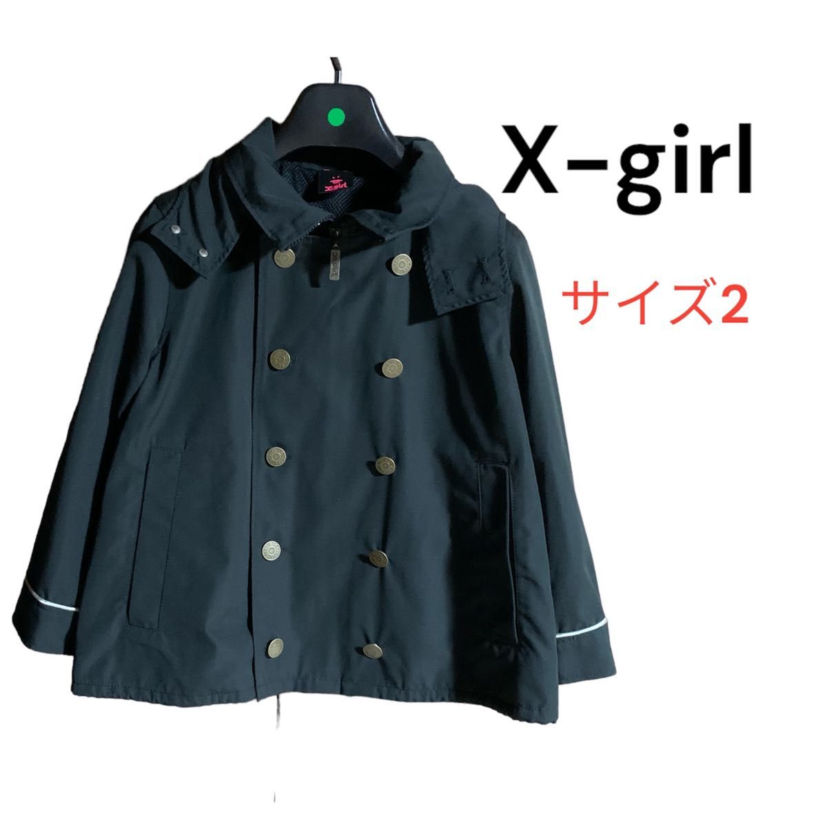【X-girl】エックスガール　ショート丈ジャケット　ジャンパー　七分袖　ブラック　サイズ2