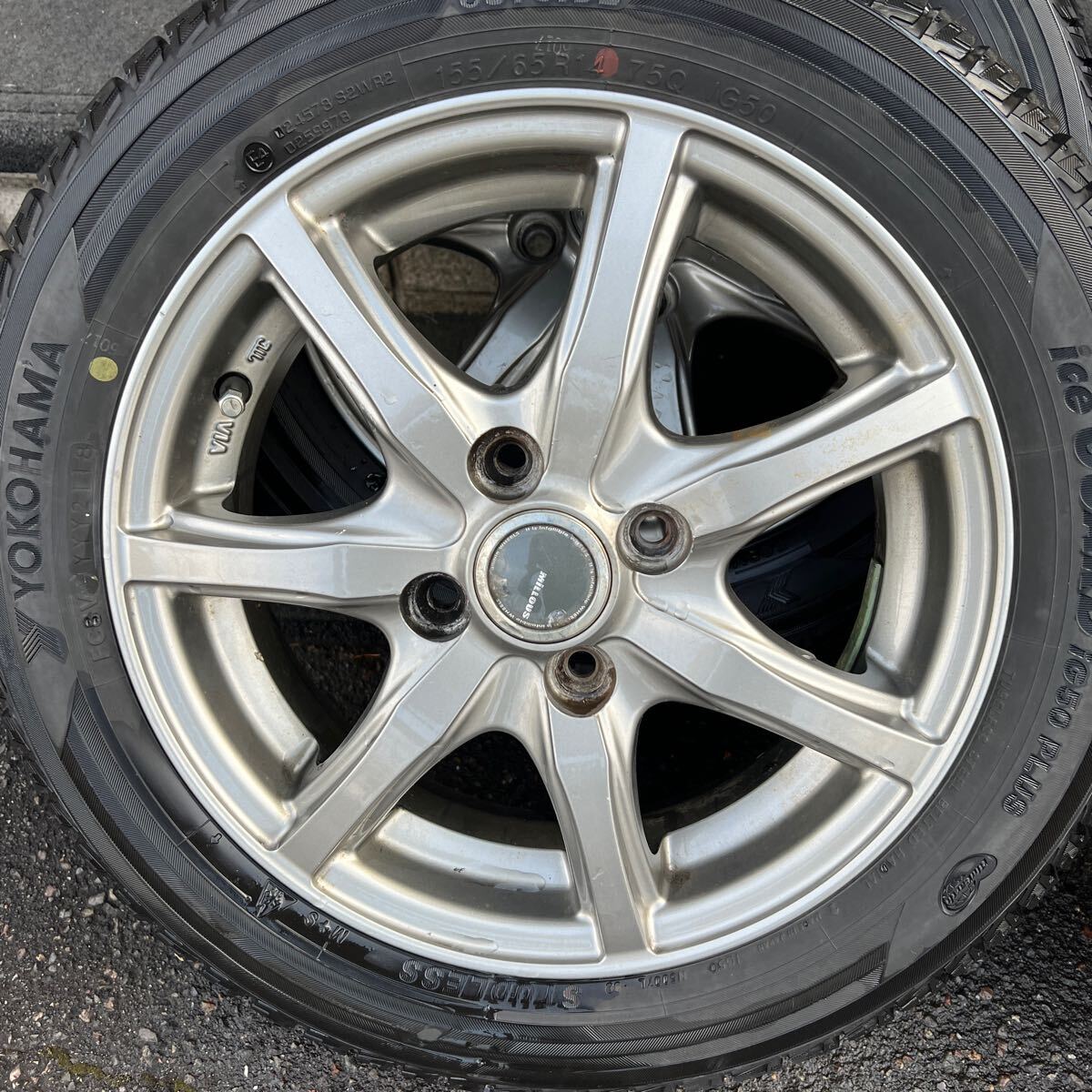 155/65R14 ig50プラス 18年製 社外アルミホイール14×4.5+45 4本セット軽カー用の画像2