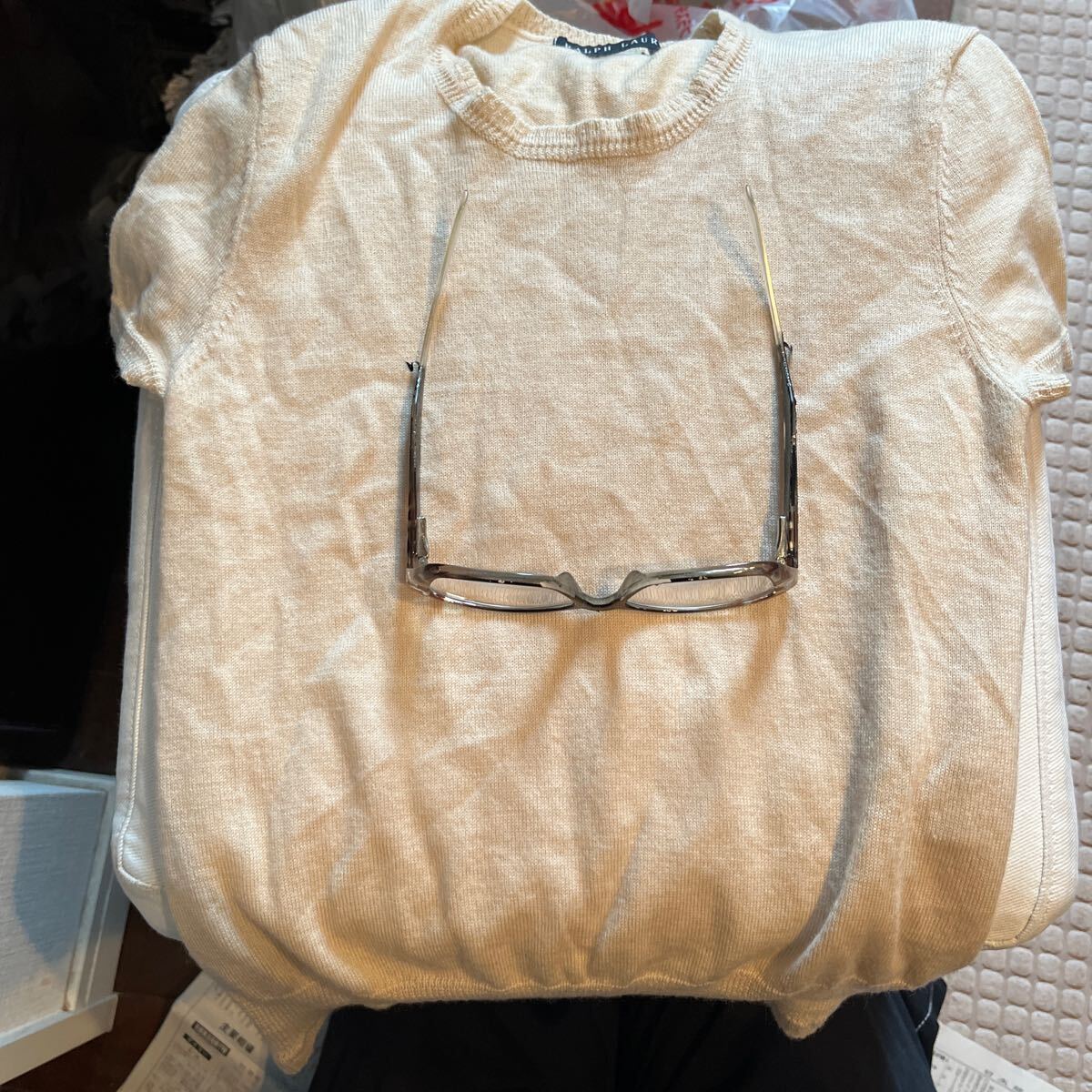 ラルフ・ローレン・5iサイズ・ヴィンテージ・ウール100%・キャメル・ベージュ・使用頻度浅い半袖セーター・綺麗傑作品・新品感あります_画像3