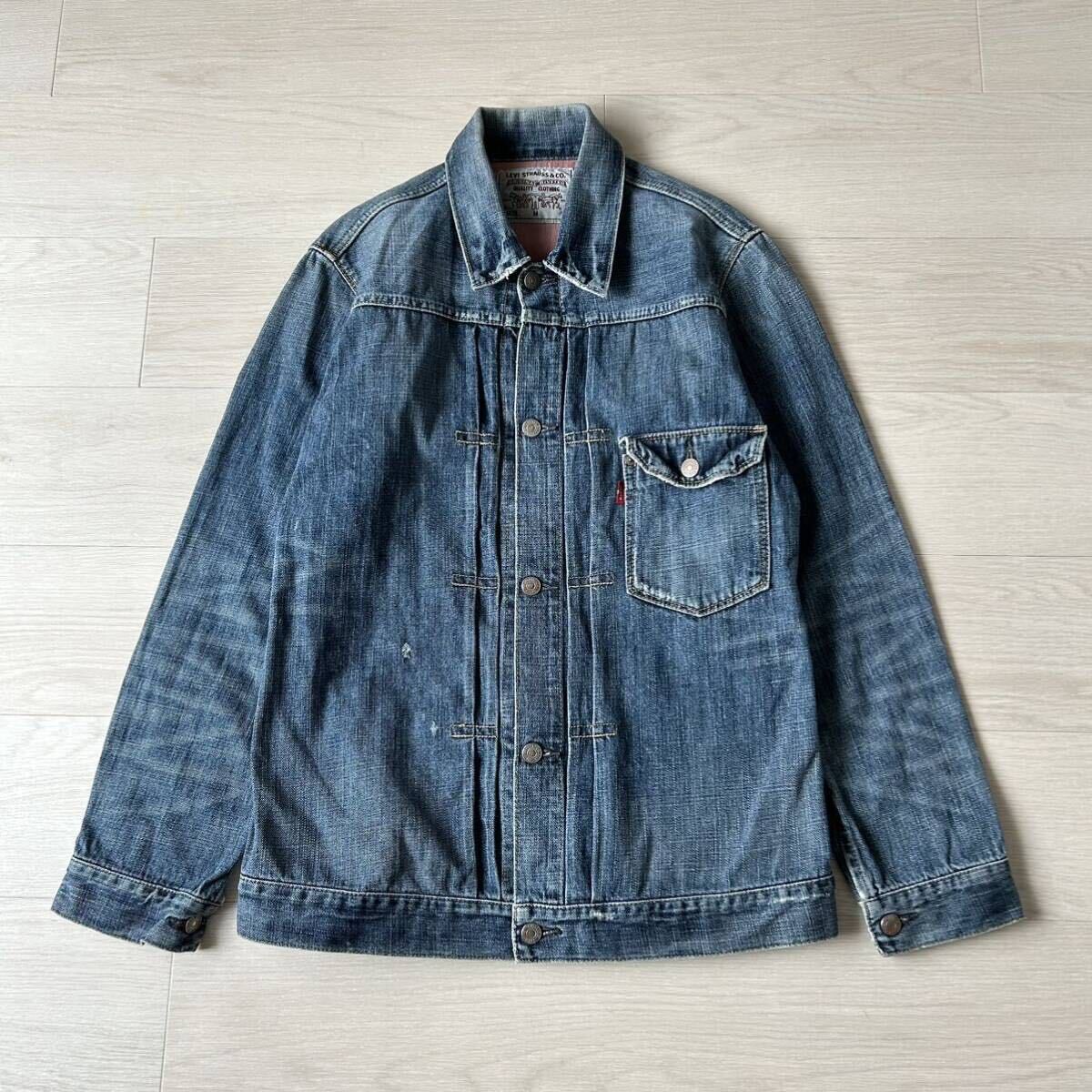 希少 Levi's リーバイス 70577-03 1stタイプ ヴィンテージ加工 デニム ジャケット M インディゴ ジーンズ ファースト 506 ヒゲ ハチノスの画像1