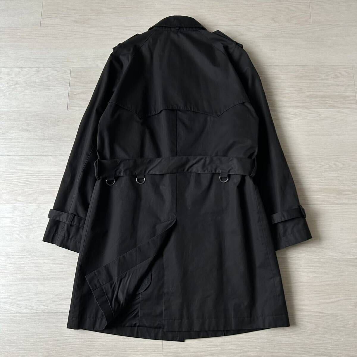 希少サイズ XL Paul Smith ポールスミス カシミヤ混 ライナー付き シングル トレンチ コート 黒 ブラック 日本製 2way メンズ ジャケットの画像3