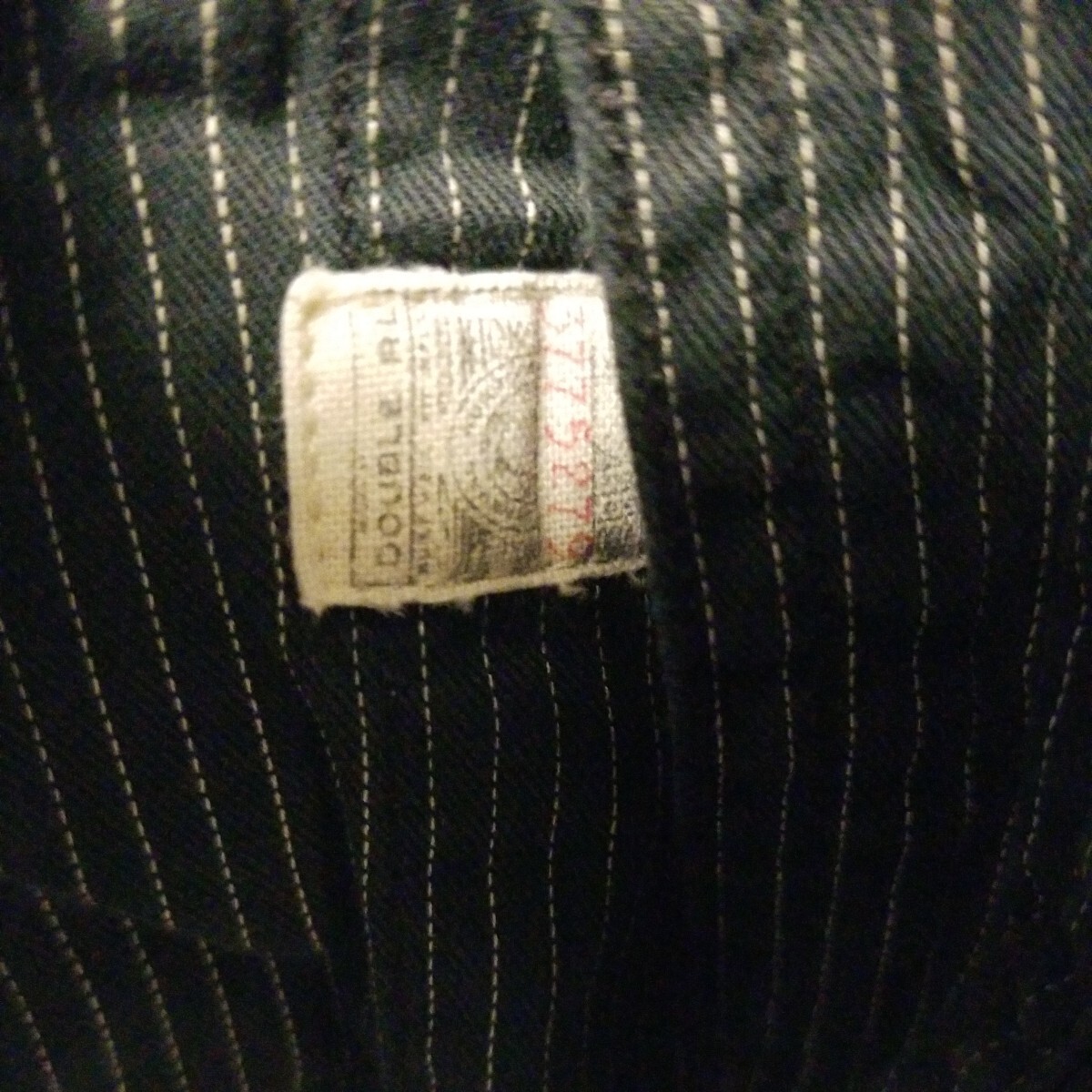 レア RRL vintage加工 ストライプ ワークシャツ ブラック 黒 綿100 M ユニオンチケット チンストラップ ショルダーヨーク ダブルアールエルの画像4