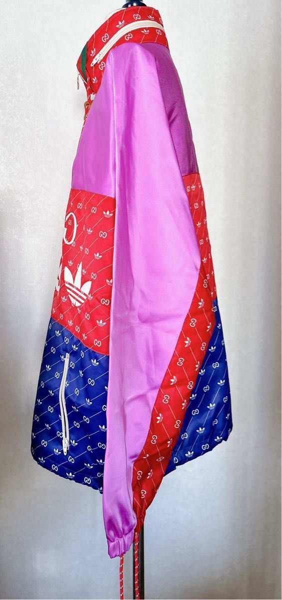 新品 タグ付き GUCCI  adidas ナイロンジャケット L 46 GG柄  ハーフジップ