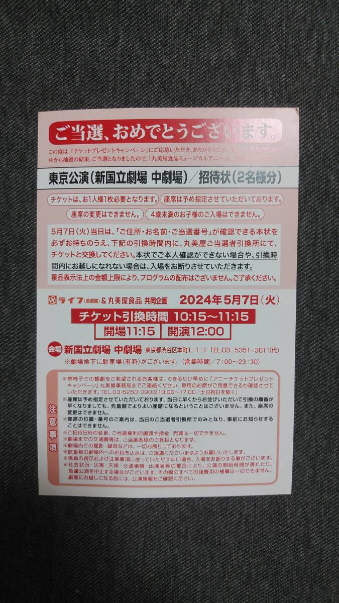 丸美屋食品ミュージカルアニーAnnie5/75月7日東京公演新国立劇場2名の画像1