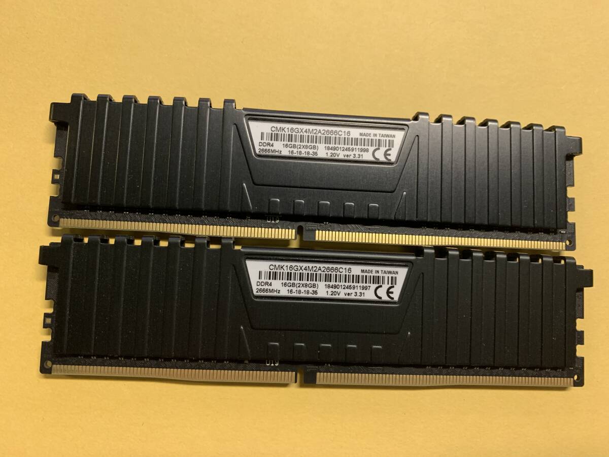 C11★中古品 BIOS確認 デスクトップPC用 メモリー VENGERNCE DDR4 2666MHz 8GBx2枚★_画像1