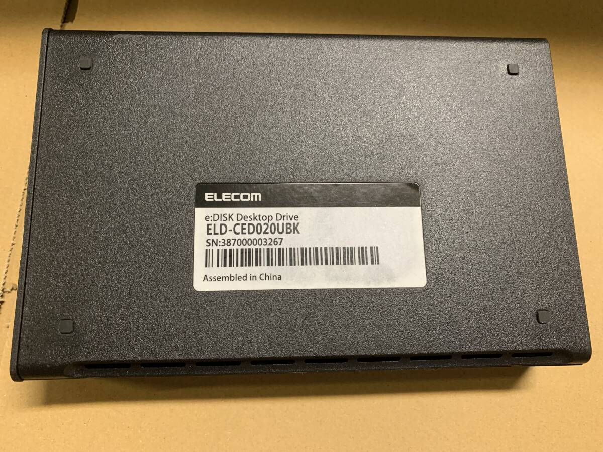 HDD3★ ELECOM 外付けハードディスク ELD-CED020UBK 2TB ACアタブター付き 中古品 確認済★の画像3