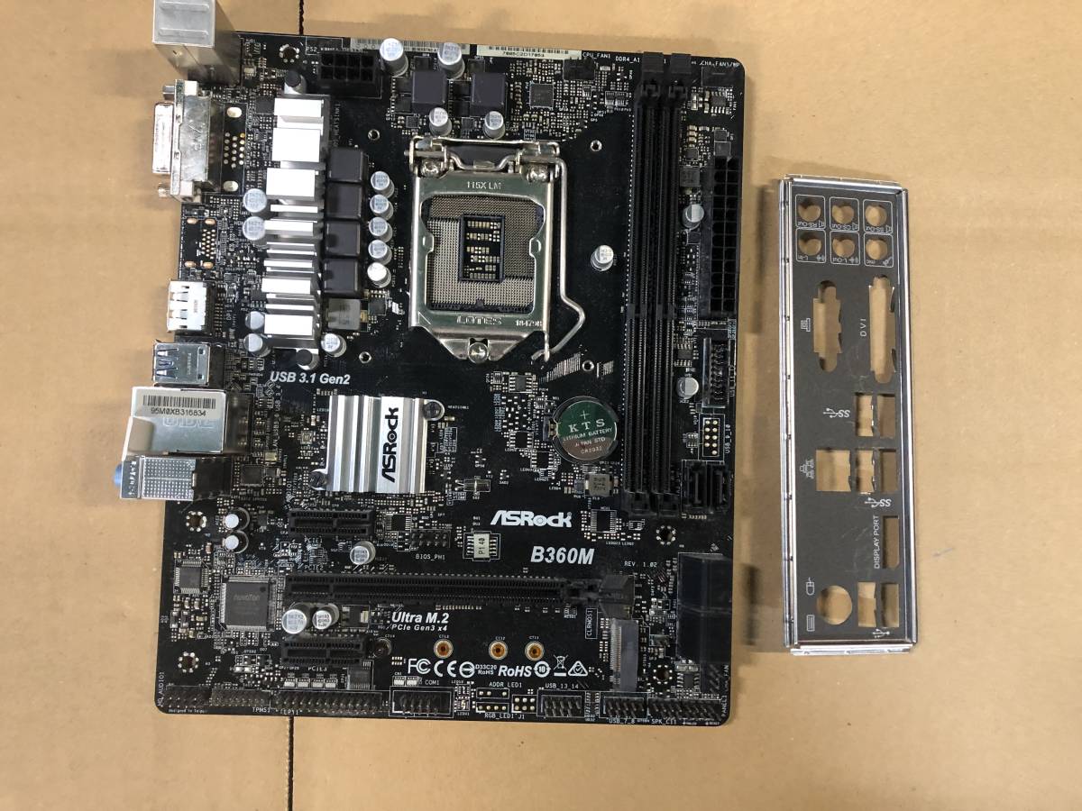 ★中古品 BIOS確認ASRock B360M LGA1151 MicroATX マザーボード IOパネル付属 ★の画像1