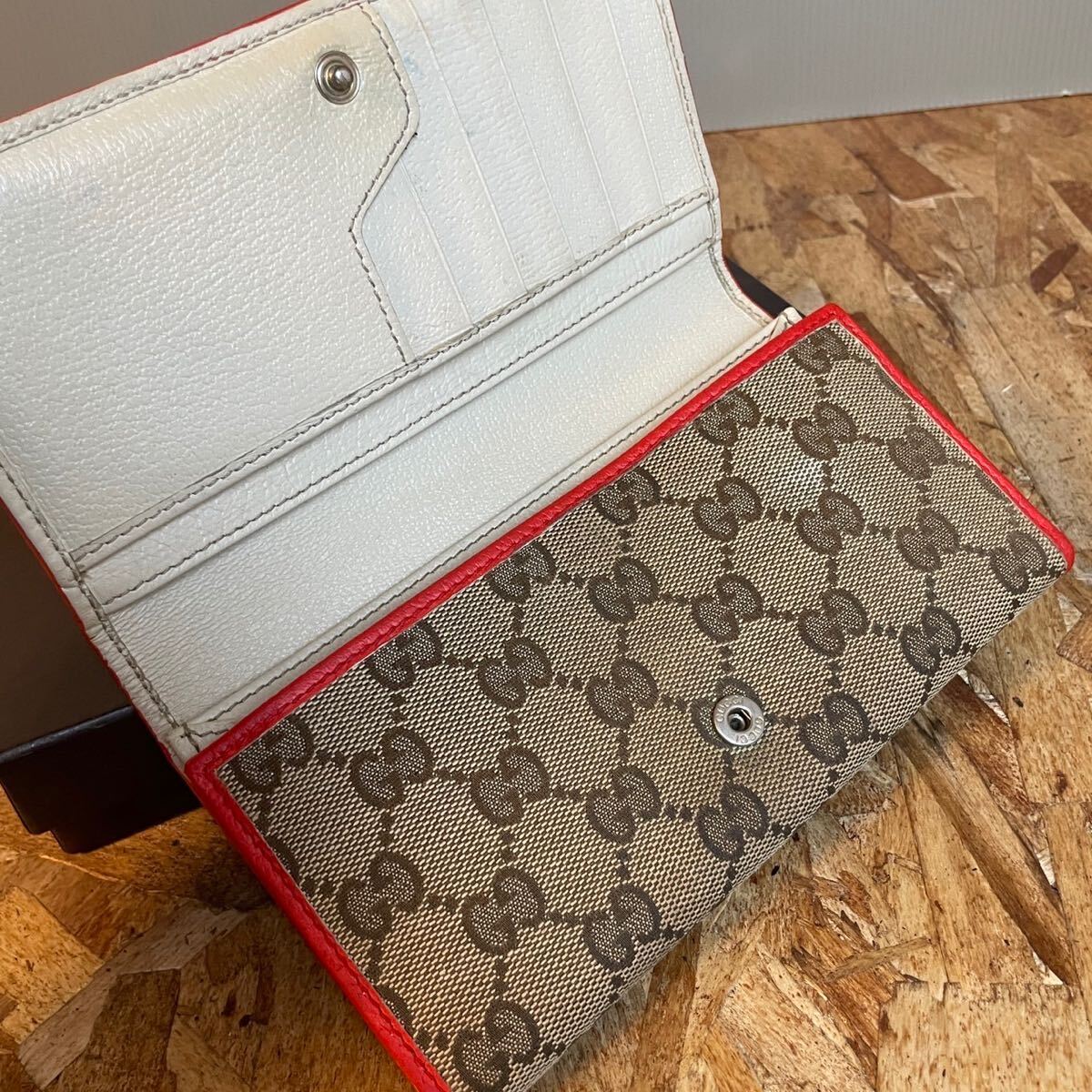 1円【美品】 GUCCI グッチ マーモント GG ウォレット メンズ レディース 財布 インターロッキング ロングウォレット 二つ折りの画像5