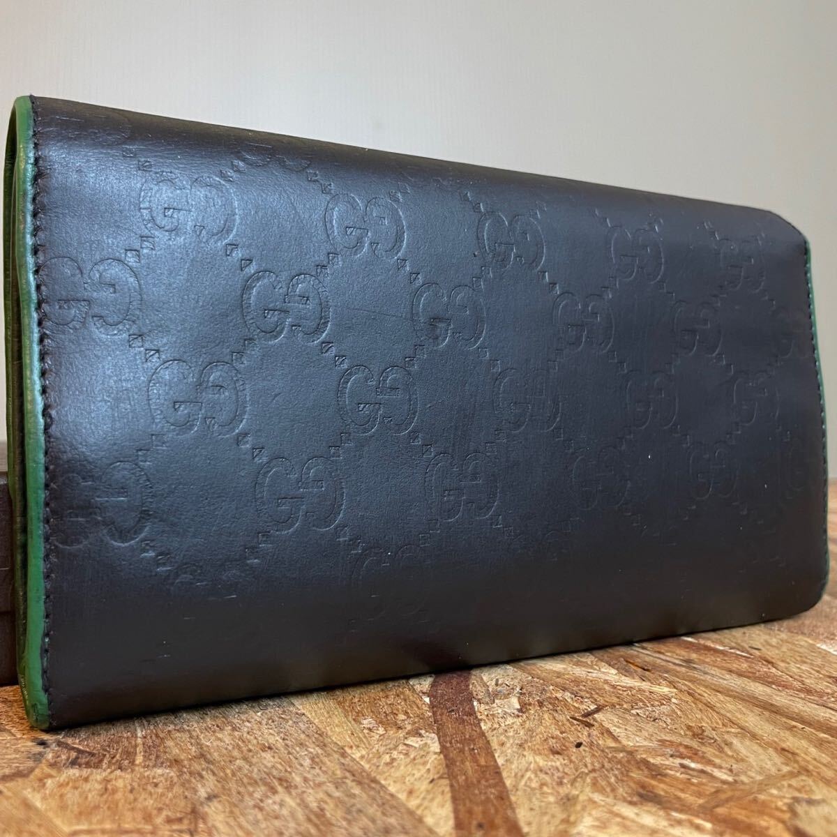 1円【美品】 GUCCI グッチ マーモント GG ウォレット メンズ レディース 財布 インターロッキング ロングウォレット　二つ折り　ブラック_画像2