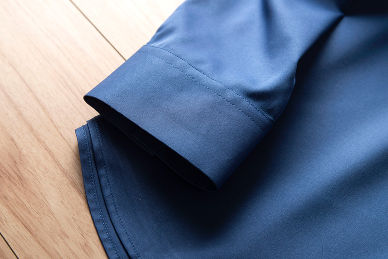 P2812-XL 新品DCKMANY■シルク混 長袖シャツ メンズ ノーアイロン 形態安定 ドレスシャツ ワイシャツ 無地 ビジネス シャツ/ブルーの画像5