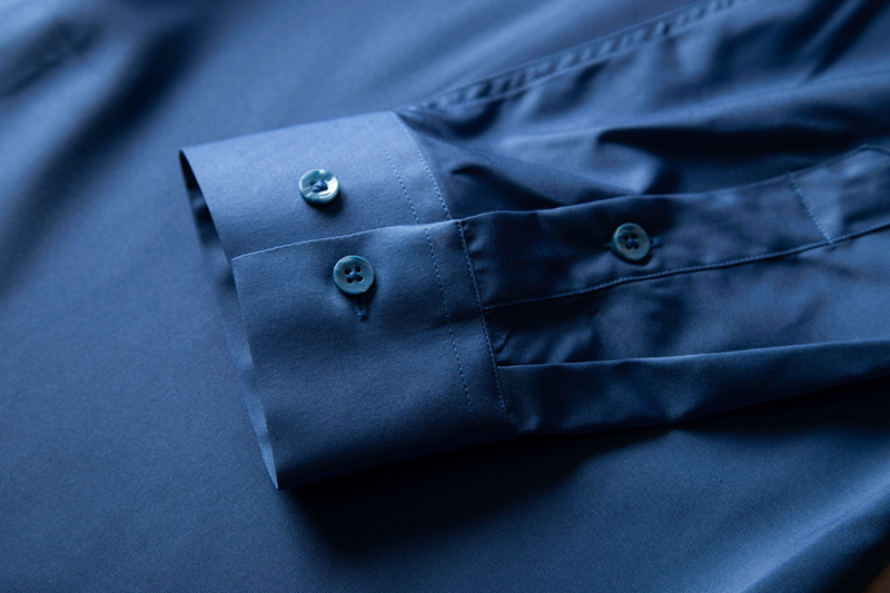 P2812-XL 新品DCKMANY■シルク混 長袖シャツ メンズ ノーアイロン 形態安定 ドレスシャツ ワイシャツ 無地 ビジネス シャツ/ブルー_画像6