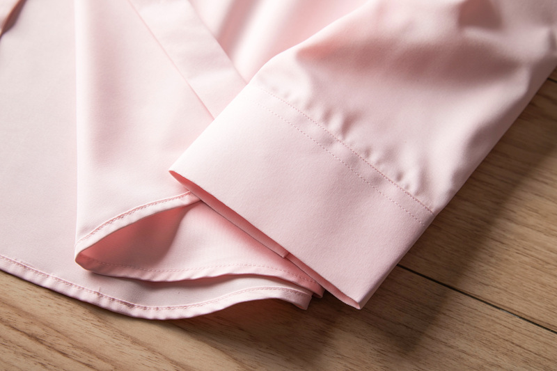 P288-XL 新品DCKMANY■シルク混 長袖シャツ メンズ ノーアイロン 形態安定 ドレスシャツ ワイシャツ 無地 ビジネス シャツ/ピンクの画像5
