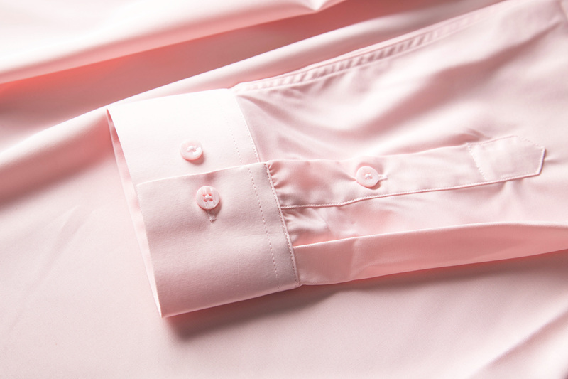 P288-XL 新品DCKMANY■シルク混 長袖シャツ メンズ ノーアイロン 形態安定 ドレスシャツ ワイシャツ 無地 ビジネス シャツ/ピンクの画像6
