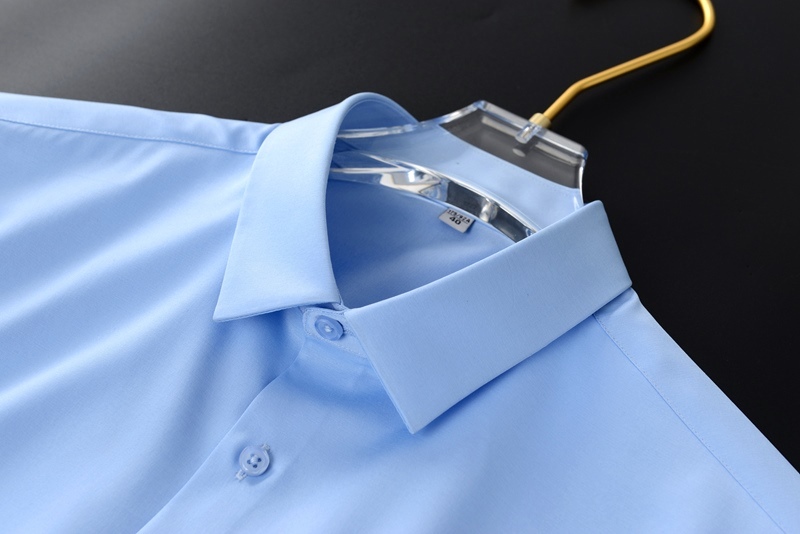 P282-XL 新品DCKMANY■シルク混 長袖シャツ メンズ ノーアイロン 形態安定 ドレスシャツ ワイシャツ 無地 ビジネス シャツ/ライトブルーの画像6