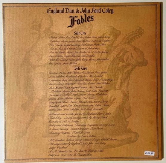 01617 ★美盤 England Dan & John Ford Coley/Fables_画像3