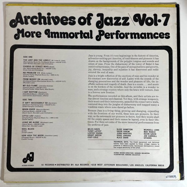17789 【US盤★美盤】 V.A./Archives Of Jazz Vol 7/Jerri WintersCozy Cole Orchestra_画像2