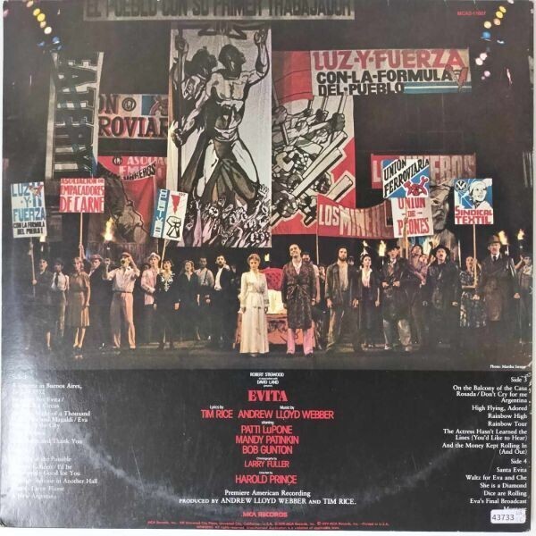 43733【US盤】 ANDREW LLOYD WEBBER/EVITA PREMIERE AMERICAN RECORDING ・２枚組_画像2