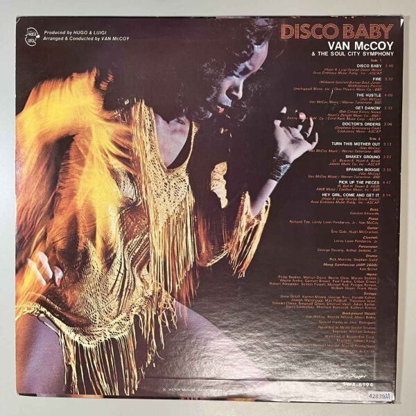 42839★美盤【日本盤】 Van McCoy & The Soul City Symphony / Disco Baby_画像2