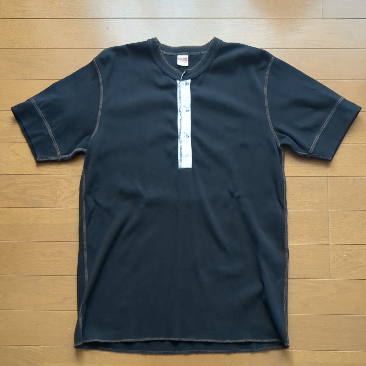 リアルマッコイズ REAL McCOY'S ボールパーク BALL PARK ヘンリーネック Tシャツ ブラック  Lサイズの画像1