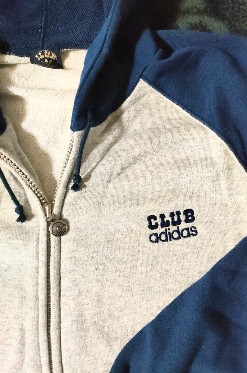 CLUB adidas パーカー　80s デサント製　希少　ヴィンテージ　古着　アディダス　オリジナル ジップアップパーカー フーディー_画像2